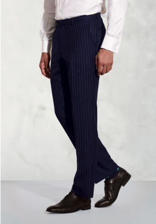 Regular Fit Epsom Navy Pinstripe Wool Suit Pants