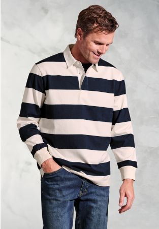 Farrell Navy Hooped Rugby Shirt