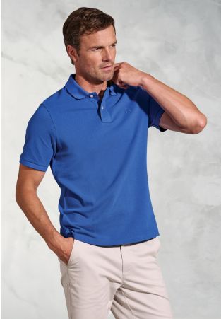 Firth Blue Pure Cotton Pique Polo Shirt
