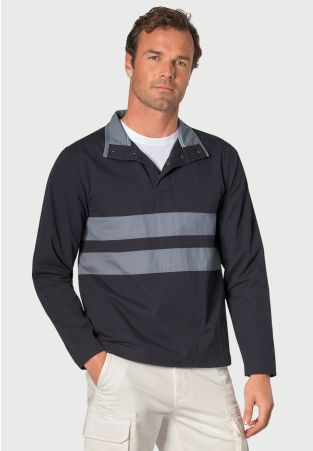 Giles Navy and Blue Hoop Windcheater