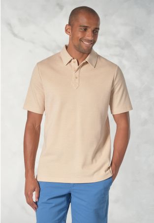 Gough Cotton Rich Biscuit Soft Knit Polo Shirt