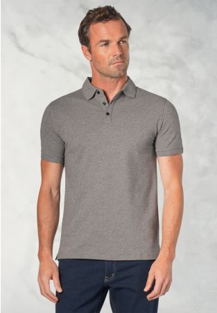 Hampton Cotton Stretch Grey Marl Polo Shirt