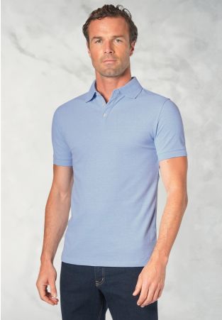 Hampton Cotton Stretch Sky Blue Marl Polo Shirt