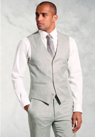 Tailored Fit Hardy Green Textured Occasion Suit Waistcoat