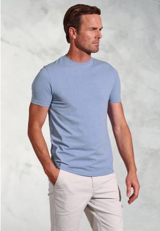 Hawkes Blue Marl Cotton Blend Jersey T-Shirt