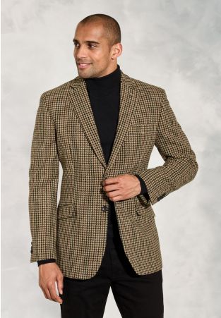 Regular Fit Hawley Chestnut Puppytooth Wool Jacket