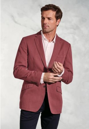 Regular Fit Hemsworth Raspberry Washed Cotton Linen Jacket