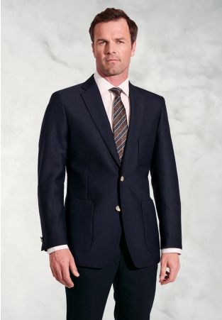 Regular Fit Henley Navy Wool Blend Blazer