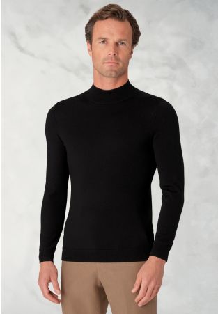 Hugo Black Merino Wool Turtle Neck Jumper