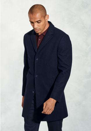 Hutchinson Navy Wool Blend Shortie Overcoat