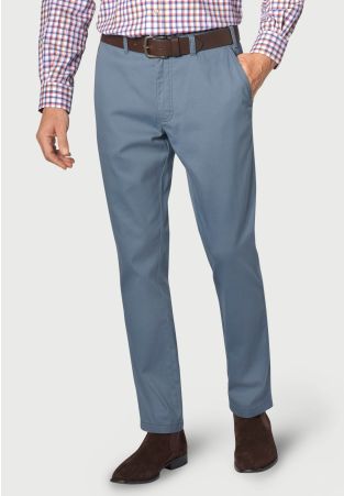 Tailored Fit Illingworth Blue Cotton Stretch Pants