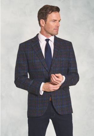 Tailored Fit Inverurie Navy Check Harris Tweed® Jacket