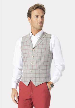 Tailored Fit Kingston Stone Check Waistcoat