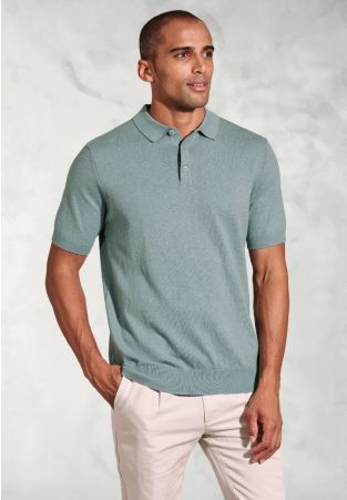 Lancaster Aqua Knitted Pure Cotton Polo Shirt