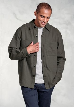 Ledger Khaki Cotton Linen Overshirt