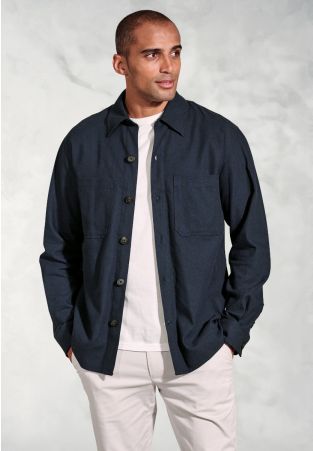 Ledger Navy Cotton Linen Overshirt