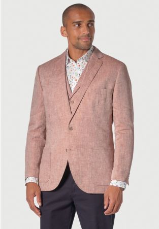 Tailored Fit Leeds Dusky Rose Linen Jacket - Matching Waistcoat Optional