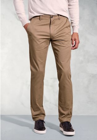 Tailored Fit Leo Tan Cotton Stretch Chinos