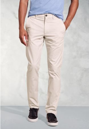 Tailored Fit Leo Stone Cotton Stretch Chinos