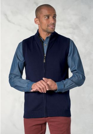 Lincoln Navy Cotton Blend Knitted Vest