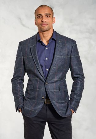 Tailored Fit Magnum Navy Check Wool Jacket