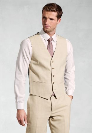 Tailored Fit McKellen Natural Linen Blend Suit Waistcoat