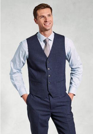 Tailored Fit McKellen Navy Linen Blend Suit Waistcoat
