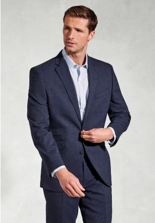 Tailored Fit McKellen Navy Linen Blend Suit Jacket