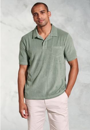 Milton Sage Cotton Rich Terry Towelling Polo Shirt