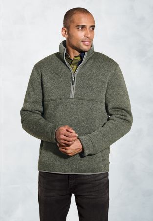 Morris Olive Borg Lined Half Zip Fleece