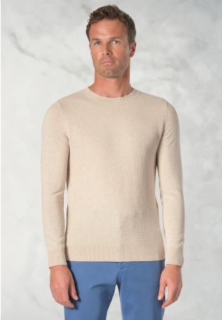 Noah Oatmeal Brick Stitch Cotton Crew Neck Jumper