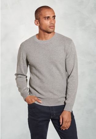 Noah Grey Brick Stitch Cotton Crew Neck Jumper