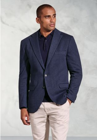 Tailored Fit Norton Navy Subtle Puppytooth Jersey Jacket