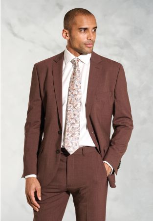Tailored Fit Oliver Rust Melange Wool Blend Suit Jacket