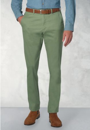 Tailored Fit Perry Sage Fine Twill Stretch Cotton Pants