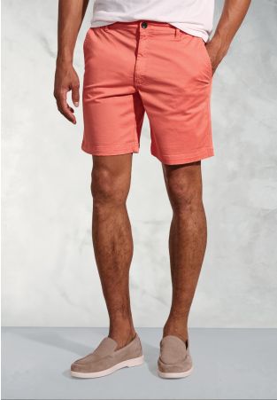 Piven Coral Garment Dyed Cotton Stretch Casual Shorts