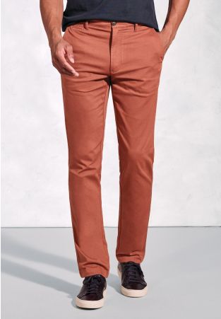 Regular Fit Brosnan Rust Textured Cotton Stretch Chinos