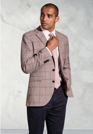 Tailored Fit Neeson Rose Windowpane Check Linen Blend jacket