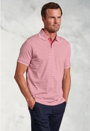 Ruffalo Rose Fine Stripe Cotton Jersey Polo Shirt