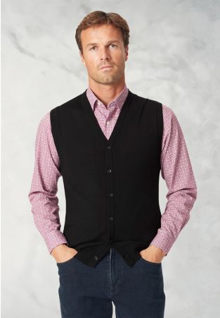Salcombe Black Merino Wool Waistcoat