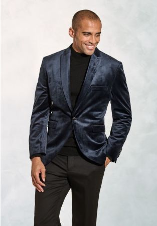 Tailored Fit Severn Midnight Velvet Evening Jacket