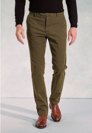 Regular Fit Seychelles Olive Cotton Blend Twill Pants