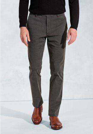 Tailored Fit Seychelles Gunmetal Grey Cotton Blend Twill Pants