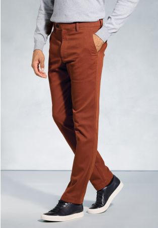 Tailored Fit Seychelles Rust Cotton Blend Twill Pants