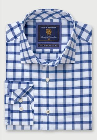 Regular Fit Navy Check Oxford Cotton Shirt