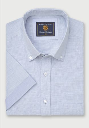 Regular Fit Sky Blue Textured Cotton Short Sleeve Shirts