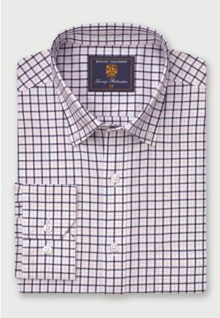 Regular Fit Navy Tattersall Check Cotton Shirt
