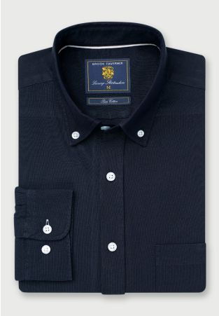 Regular Fit Navy Oxford Cotton Shirt