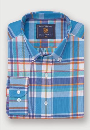 Regular Fit Blue Madras Check Oxford Cotton Shirt