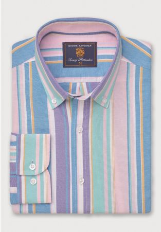 Regular Fit Multicoloured Stripe Oxford Cotton Shirt